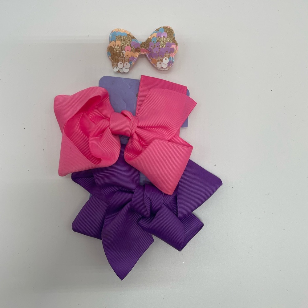Pink and Purple Hair Bows Set